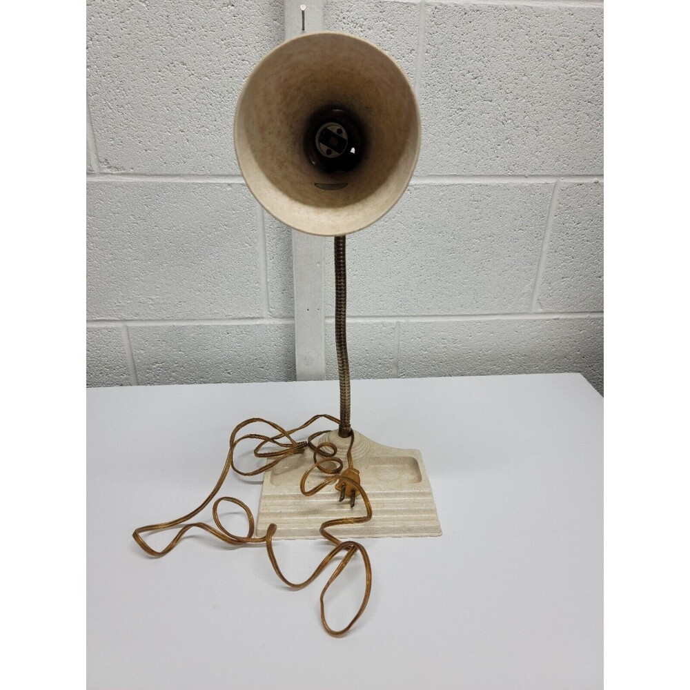 Vintage Fiberglass Plastic Gooseneck Table Desk Student Lamp Cone Shade - Picture 8 of 10